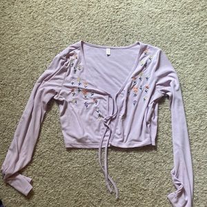purple tie up cardigan! size medium